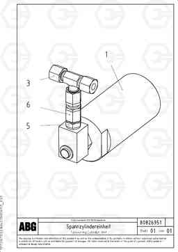 70480 Tensioning Cylinder OMNI 1000 ATT. SCREEDS 3,0 - 9,0M PF6110, PF6160/6170, Volvo Construction Equipment