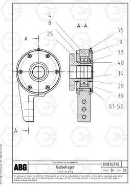 65130 Crank bearing for basic screed MB 120 VARIO ATT. SCREEDS 5,0 -12,5M ABG9820, Volvo Construction Equipment