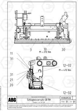 79374 Tamper for basic screed VB 88 ETC ATT. SCREED 3,0 - 10,0M ABG6820, ABG7820/ABG7820B, Volvo Construction Equipment