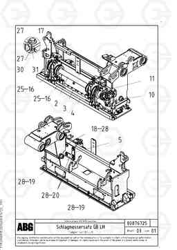 91365 Tamper set for basic screed OMNI 1021 ATT. SCREEDS 3,0 - 9,0M PF6110 PF6160/PF6170, Volvo Construction Equipment