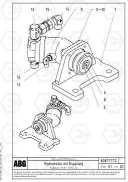 90235 Hydraulic motor with tamper coupling for extendable screed OMNI 1021 ATT. SCREEDS 3,0 - 9,0M PF6110 PF6160/PF6170, Volvo Construction Equipment