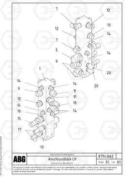 69961 Connection block on basic screed VDT-V 78 GTC ATT. SCREEDS 2,5 - 9,0M AGB8820, AGB8820B, Volvo Construction Equipment