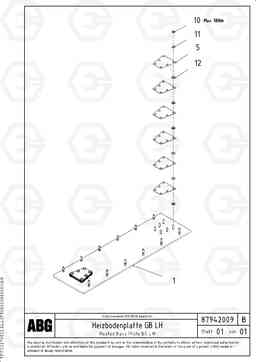 63149 Heated screed plate for basic screed VB-T 78 GTC ATT. SCREEDS 2,5 - 8,0M ABG5820, Volvo Construction Equipment