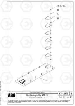 63156 Heated base plate for extendable screed VB-T 78 GTC ATT. SCREEDS 2,5 - 8,0M ABG5820, Volvo Construction Equipment