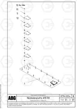 71970 Heated base plate for extendable screed VDT-V 78 GTC ATT. SCREEDS 2,5 - 9,0M AGB8820, AGB8820B, Volvo Construction Equipment