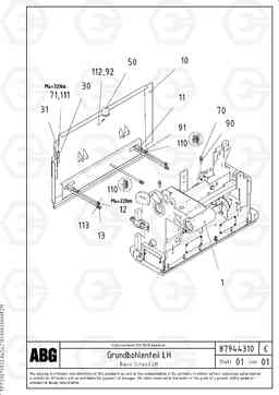 66126 Deflector plate for basic screed VDT-V 78 GTC ATT. SCREEDS 2,5 - 9,0M ABG6820,ABG7820,ABG7820B, Volvo Construction Equipment