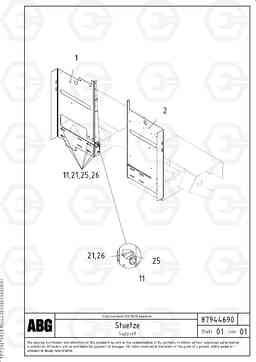 69404 Support for electric distribution box on paver VB 79 ETC ATT. SCREEDS 2,5 - 9,0M ABG7820, ABG7820B, Volvo Construction Equipment