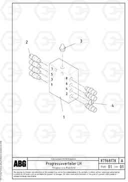 69276 Progressive manifold for extension VDT-V 78 GTC ATT. SCREEDS 2,5 - 9,0M AGB8820, AGB8820B, Volvo Construction Equipment