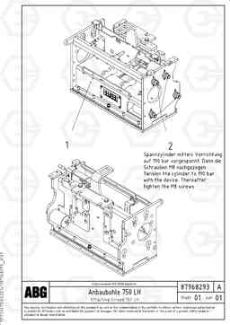 70525 Attaching screed for extension VDT-V 78 GTC ATT. SCREEDS 2,5 - 9,0M AGB8820, AGB8820B, Volvo Construction Equipment