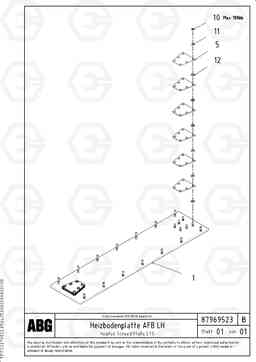 80360 Heated base plate for extendable screed VDT-V 88 GTC ATT. SCREEDS 3,0 - 9,0M ABG7820/ABG780B, Volvo Construction Equipment