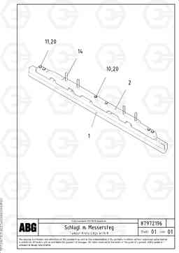 72556 Tamper knife edge with heating for extandable screed VDT-V 88 GTC ATT. SCREEDS 3,0 - 9,0M ABG9820, Volvo Construction Equipment