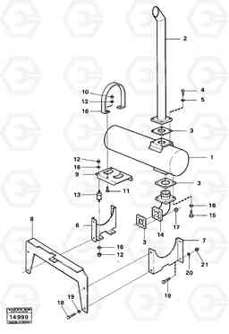 19463 Exhaust system,d45 prod nr 36107 616B/646 616B,646 D45, TD45, Volvo Construction Equipment