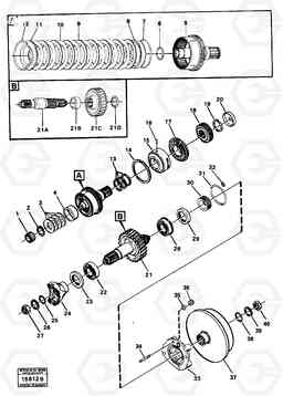 96957 Reverse clutch and output shaft 3-speed Gear Transmission L30 L30, Volvo Construction Equipment