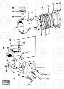 96807 Steering knuckle casing with fitting parts 646 616B/646 616B,646 D45, TD45, Volvo Construction Equipment