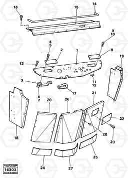 174 Instrument panel and cover plates Tillv Nr -59471 861 861, Volvo Construction Equipment