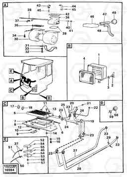 81374 Heating system cab no 1166- =33401 Cab No 10048- =33402 4600 4600, Volvo Construction Equipment