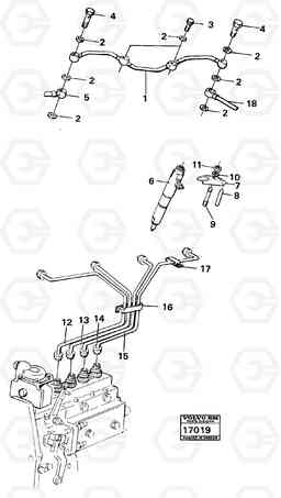 19344 Fuel pipe injector Mo-59799 616B/646 616B,646 D45, TD45, Volvo Construction Equipment