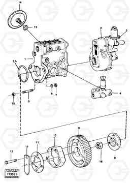 15704 Fuel injection pump with fitting parts L70 L70 S/N -7400/ -60500 USA, Volvo Construction Equipment