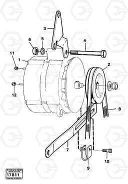 14792 Alternator with assembling details 5350B Volvo BM 5350B SER NO 2229 - 3999, Volvo Construction Equipment