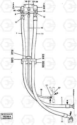 96582 Hydraulic system, front, 5:th, 6:th function. L50 L50 S/N -6400/-60300 USA, Volvo Construction Equipment