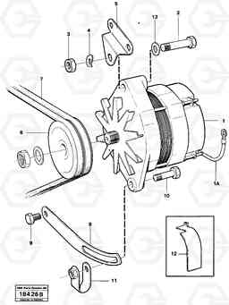 14255 Alternator with assembling details L90 L90, Volvo Construction Equipment