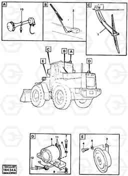 14260 Windscreen, Horn, Reverse-motion alarm. L90 L90, Volvo Construction Equipment