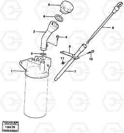 3497 Oil filler and dipstick L120 Volvo BM L120, Volvo Construction Equipment