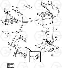 42158 Battery with assembling details L70 L70 S/N -7400/ -60500 USA, Volvo Construction Equipment