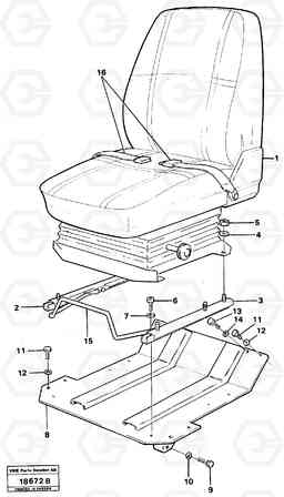 40395 Operator seat with fitting parts L120 Volvo BM L120, Volvo Construction Equipment