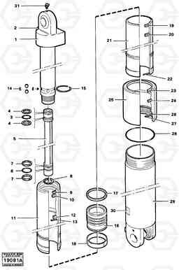 66028 Tipping cylinder 4 x 4 Tillv Nr 4067 - 5598 A25 VOLVO BM VOLVO BM A25, Volvo Construction Equipment