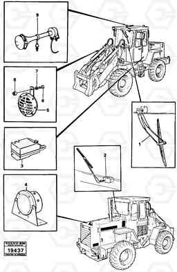 10387 Windscreen wiper, back-up warning unit, horn. L50 L50 S/N -6400/-60300 USA, Volvo Construction Equipment