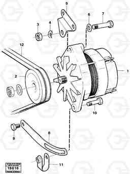 22515 Alternator with assembling details A25 VOLVO BM VOLVO BM A25, Volvo Construction Equipment