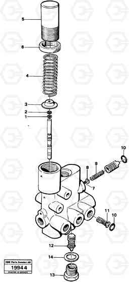 23226 Relief valve. L70 L70 S/N -7400/ -60500 USA, Volvo Construction Equipment