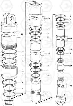 66024 Tipping cylinder 6 x 4, 6 x 6 Tillv Nr 5487 - A25 VOLVO BM VOLVO BM A25, Volvo Construction Equipment