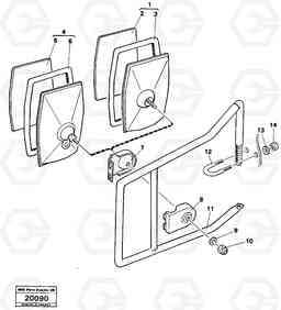 10250 Rear view mirror. L50 L50 S/N -6400/-60300 USA, Volvo Construction Equipment