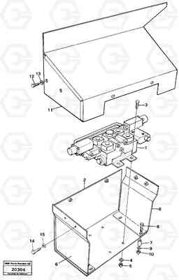 1977 Valve with fitting parts. L160 VOLVO BM L160, Volvo Construction Equipment