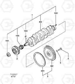 2547 Crankshaft / flywheel EC70VV TYPE 233, Volvo Construction Equipment