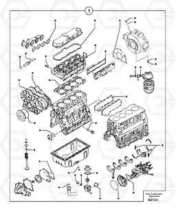 2744 Engine gasket kit EC70VV TYPE 233, Volvo Construction Equipment