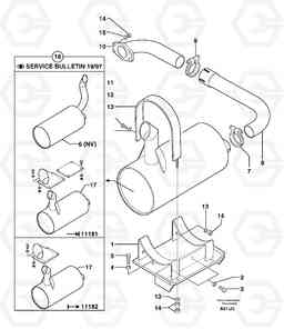 3486 Muffler EW70 TYPE 262, Volvo Construction Equipment