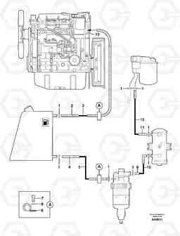 13886 Fuel circuit EW70VV TYPE 262, Volvo Construction Equipment