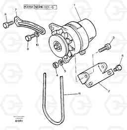 8677 Alternator installation EC50 TYPE 247, Volvo Construction Equipment