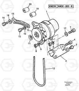 31029 Alternator installation EW50VV TYPE 256, Volvo Construction Equipment