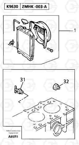 69873 Radiator ( water ) EC50VV TYPE 247, Volvo Construction Equipment