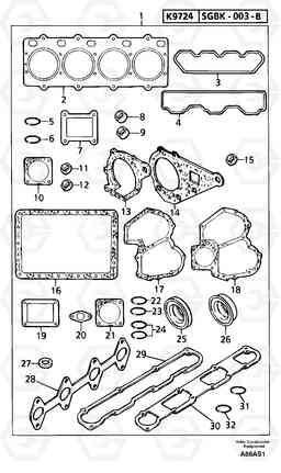 99734 Engine gasket kit EW50 TYPE 256, Volvo Construction Equipment