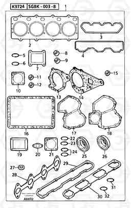 97929 Engine gasket kit EC50VV TYPE 247, Volvo Construction Equipment