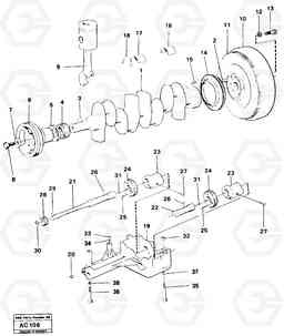 22840 Crankshaft balancing L70 L70 S/N 7401- / 60501- USA, Volvo Construction Equipment