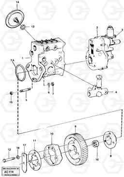 5021 Fuel injection pump with fitting parts L70 L70 S/N 7401- / 60501- USA, Volvo Construction Equipment