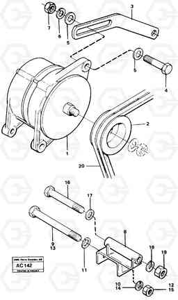 5032 Alternator 20a with fitting parts L70 L70 S/N 7401- / 60501- USA, Volvo Construction Equipment