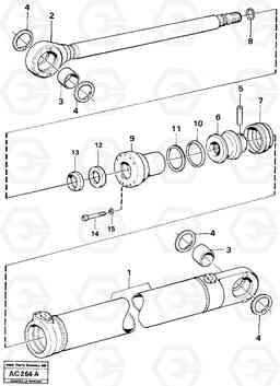 47650 Hydraulic cylinder tilting L70 L70 S/N 7401- / 60501- USA, Volvo Construction Equipment