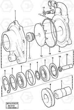 15607 Water pump L70 L70 S/N 7401- / 60501- USA, Volvo Construction Equipment
